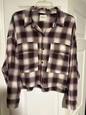 Abercrombie & Fitch Red and Black Plaid Button-Up Shirt